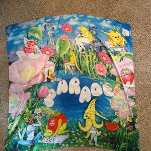 Whimsical Graphic Scarf with Parade Design